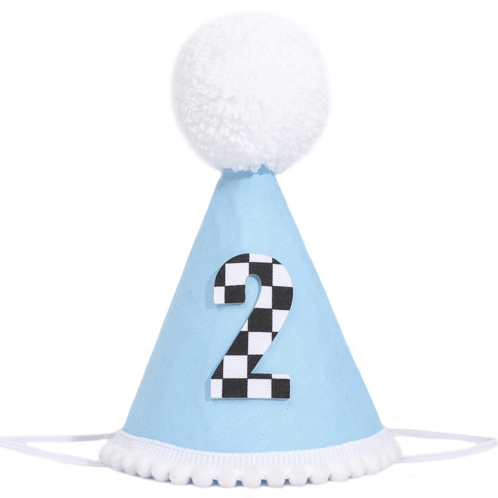 3960 Blue Racing 2nd Birthday Hat - Race Car Second Birthday